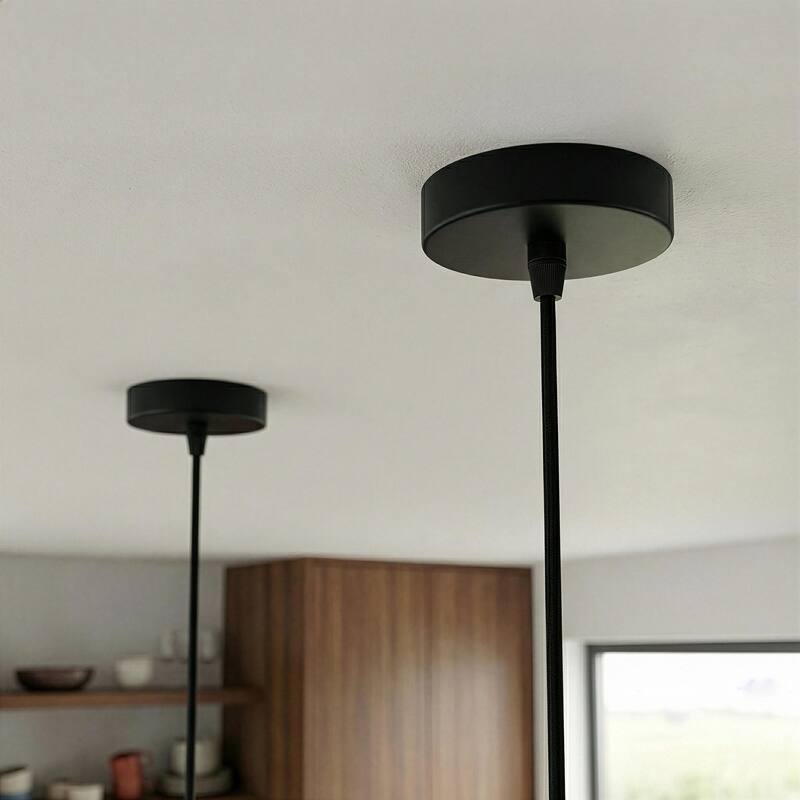 Teen Black Modern Pendant Light with Ribbed Glass Shade