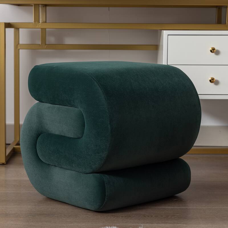 S-shape Ottoman Makeup Stool Footstool （Teddy/Velvet）