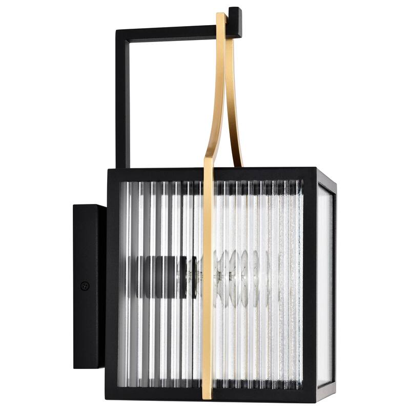 Holden Medium Outdoor Lantern Gold and Black Finish Clear Glass - Black / Gold