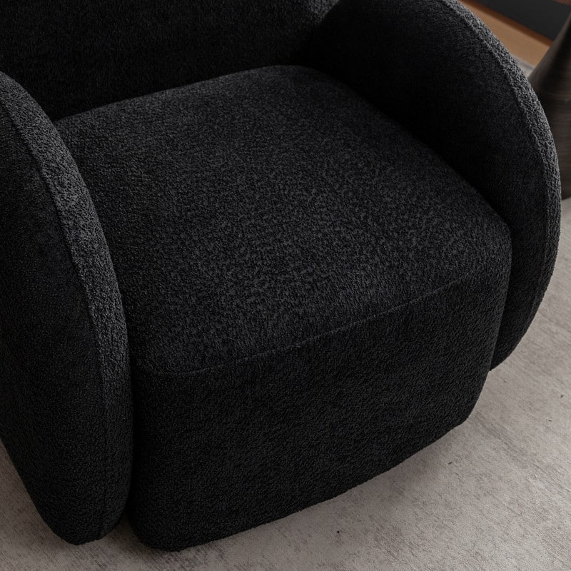 SEYNAR Modern Glam Boucle Upholstered 360 Degree Swivel Accent Armchair, Barrel Chair for Living Room