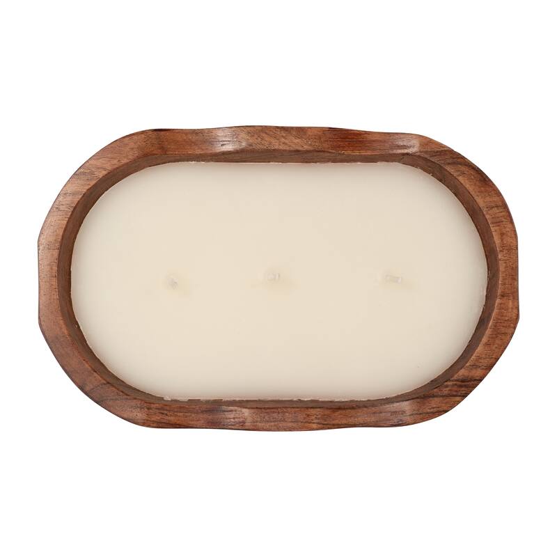 Sagebrook Home Vanilla Oval Bowl Candle, Natural, Oval, 3"H, Wood