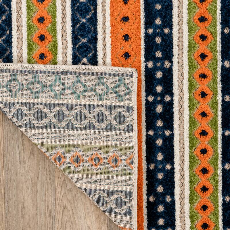World Rug Gallery Contemporary Geometric Stripe Indoor/Outdoor Area Rug