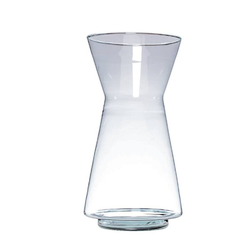 Hourglass Style Recycled Glass Vase - 13.75" - Clear