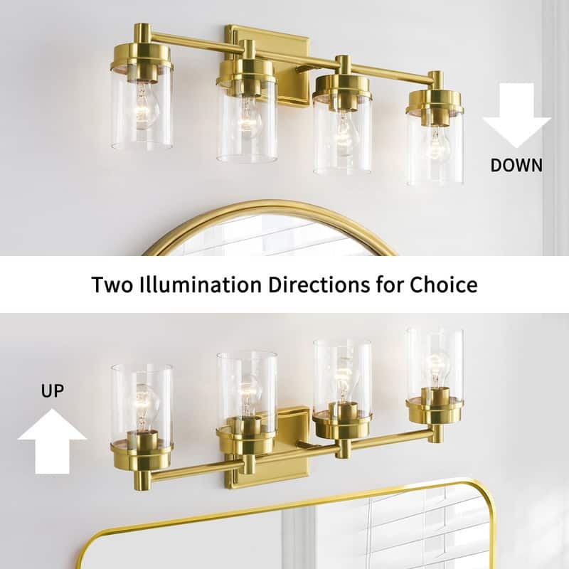 KAWOTI 4-light Modern Bathroom Vanity Light with Cylinder glass