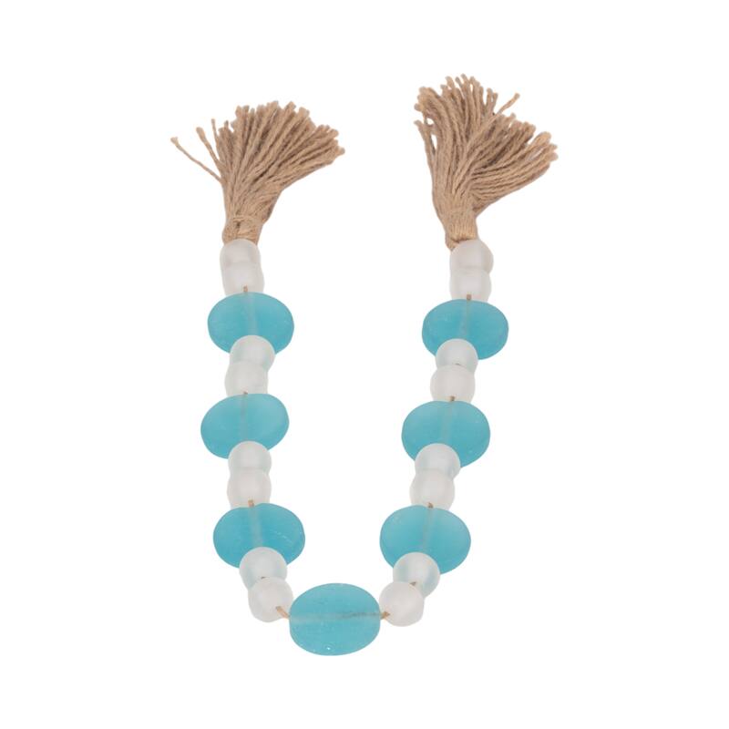 Sagebrook Home Elegant 30" Glass and Jute Beaded Circles Garland, Multi Color Home Accents for a Charming Atmosphere