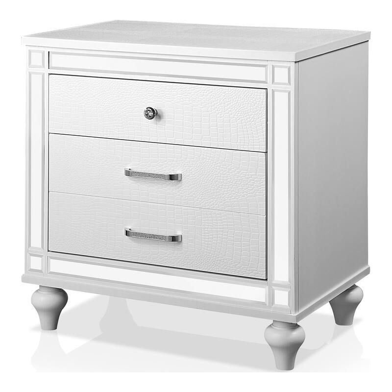 Derc Glam Solid Wood 3-Drawer Nightstand by Furniture of America