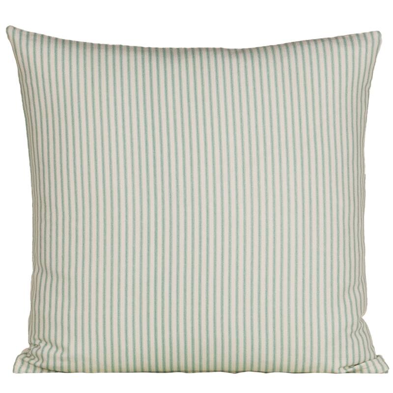 Magnolia Ticking Stripe Aqua Washed Cotton Accent Pillow