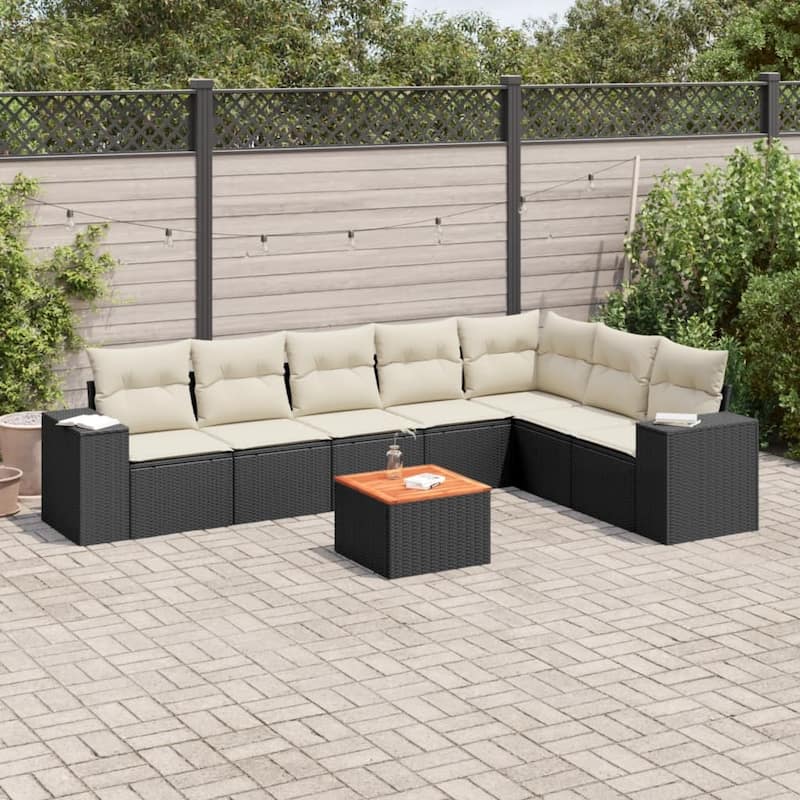 vidaXL Garden Sofa Set Black, Cream White - 21.7 x 21.7 x 14.6 in