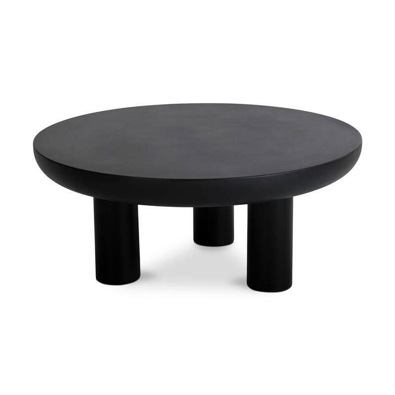 Aurelle Home Rotan Modern Concrete Round Coffee Table