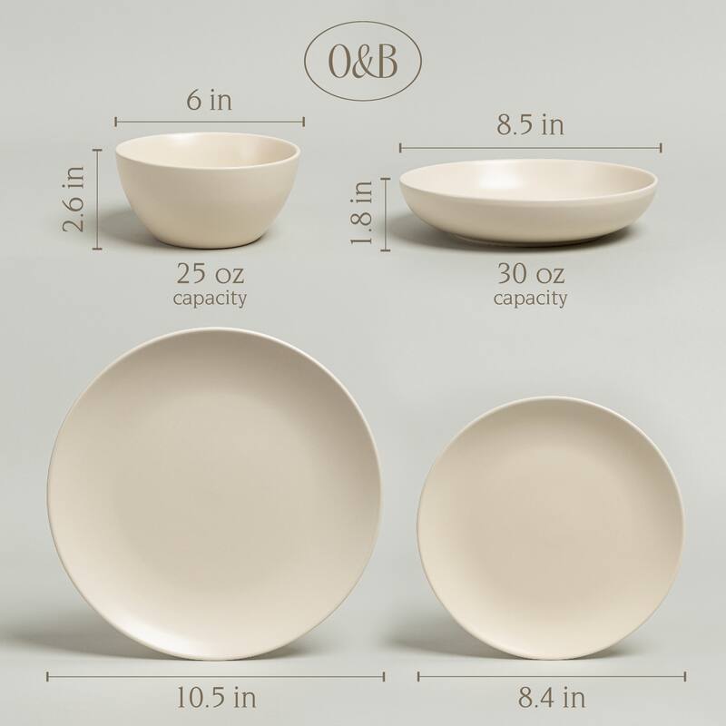 over&back Coupe Semi-Matte Stoneware Dinnerware Set