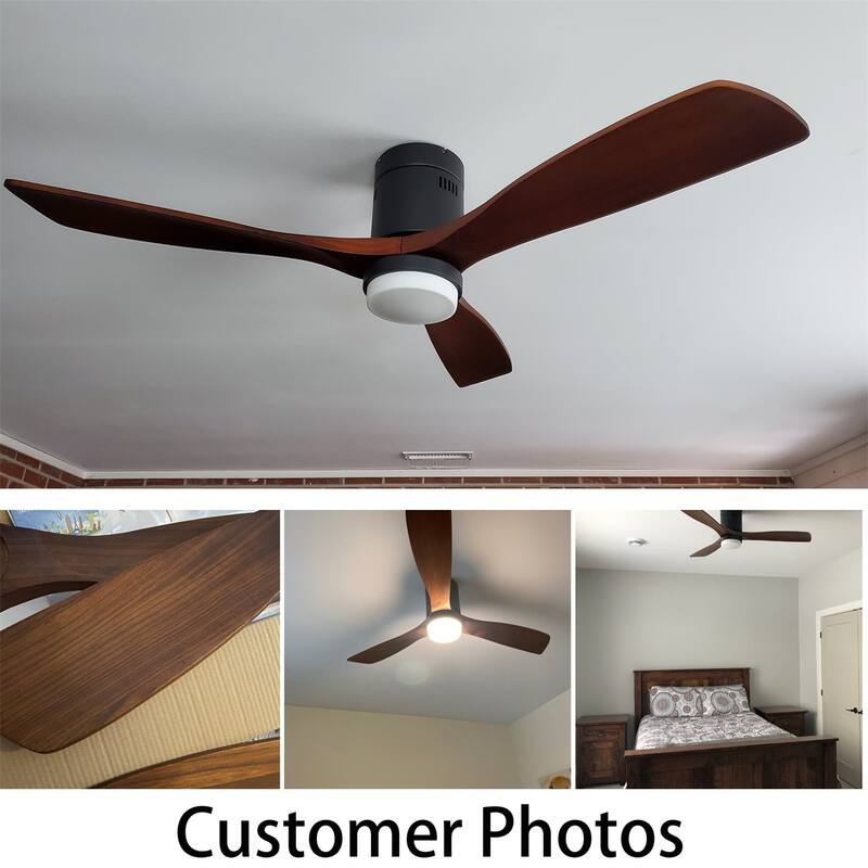 52 Inch Flush Mount Ceiling Fan With/without Light and Remote Modern Ceiling Fan Bedroom