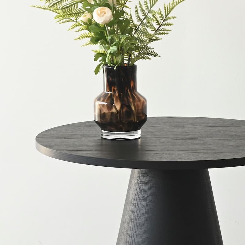 24 Inch Round Black Pedestal End Table