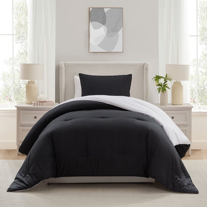 Empyrean Modern Reversible Comforter - Black / White - Twin - Twin XL