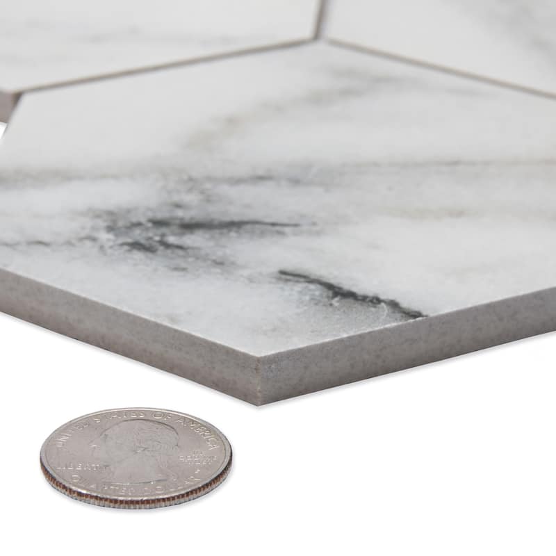 Merola Tile Touche 4" Hex Zebre 11-3/4" x 13-5/8" Porcelain Floor and Wall Tile - (1 Tile)
