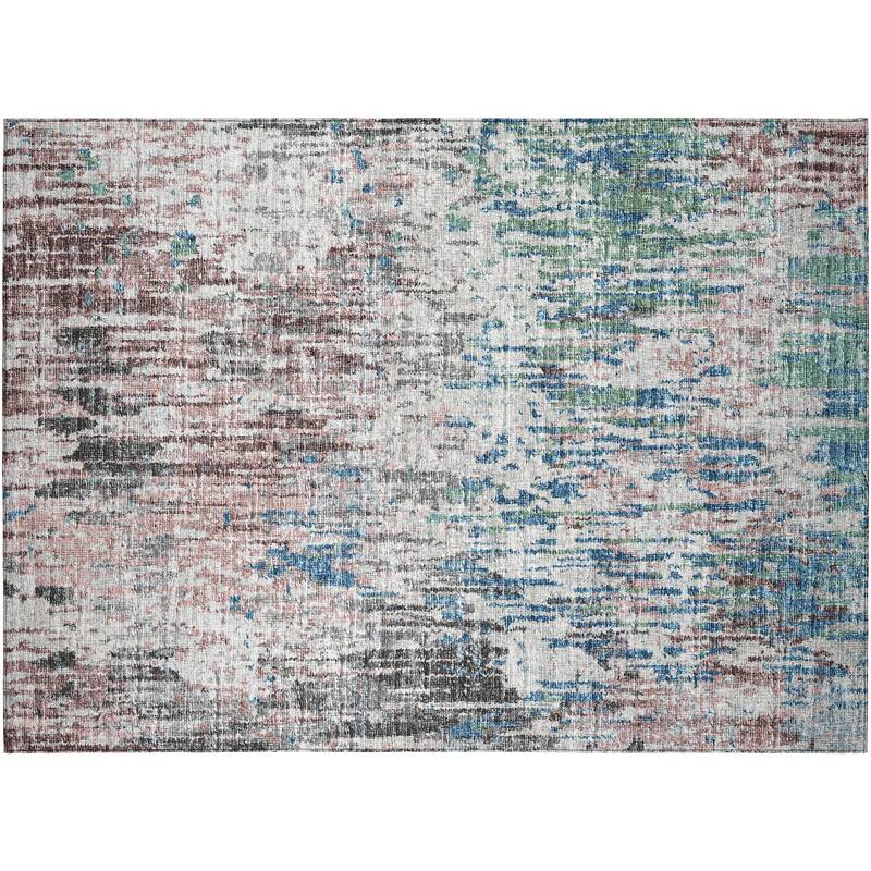 Indoor/ Outdoor Accord Modern Brushstrokes Polyester Washable Rug New