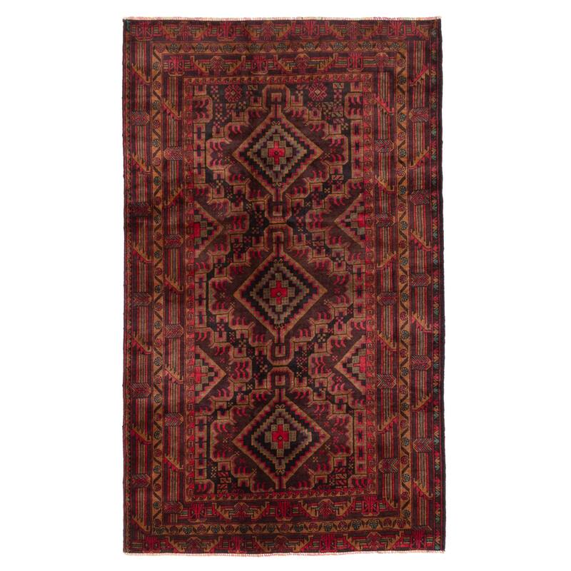ECARPETGALLERY Hand-knotted Teimani Dark Brown Wool Rug - 3'11 x 6'6