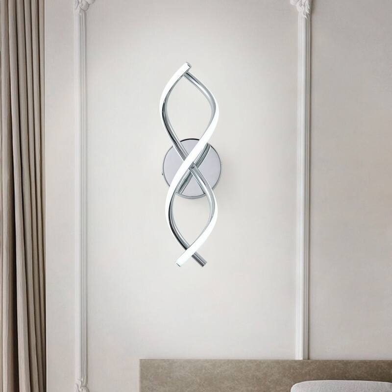 Modern Chrome-Plated Wall LED Light with White Silicone Shade