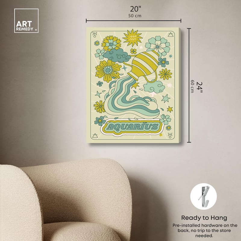 Aquarius Stars Card Canvas by Art Remedy, Gallery Wrapped