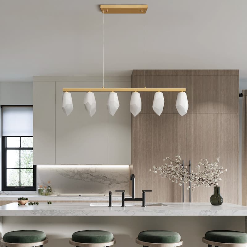 KAYLA Alabaster Chandelier/Sconce Kitchen Island Brass Hanging Lamp Mid Century Nordic Modern Chandelier