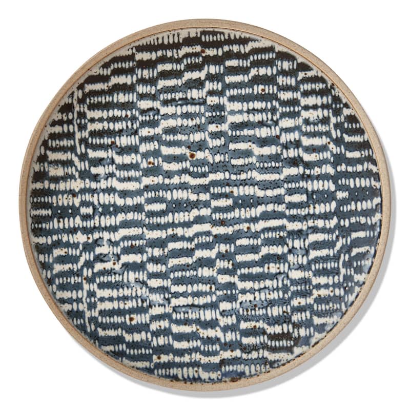Wyatt Blue Multi Porcelain Appetizer Plates - Dishwasher & Microwave Safe - 8" x 8" Everyday Dining Plates