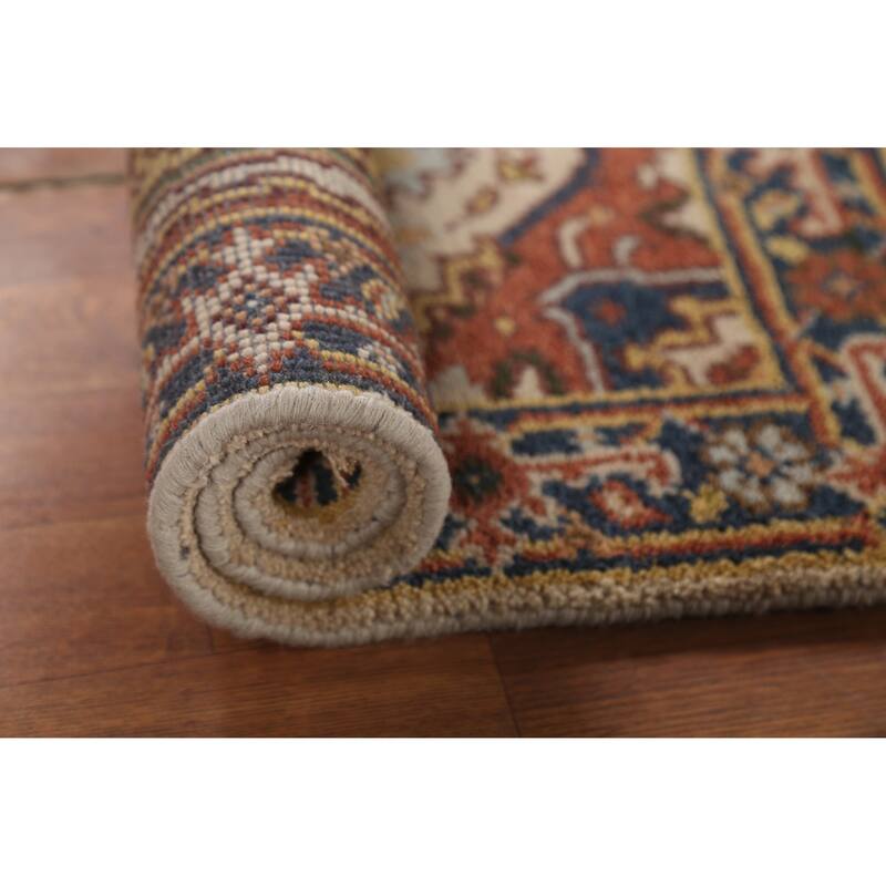 Geometric Heriz Serapi Indian Accent Rug Handmade Foyer Wool Carpet - 2'0"x 3'0"