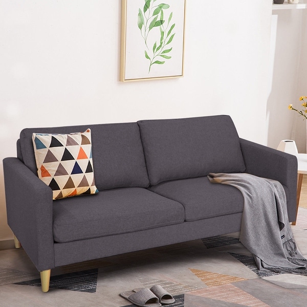 Costway Modern Fabric Couch Sofa Love Seat Upholstered Bed Costway Modern Fabric Couch Sofa Love Seat Upholstered Bed