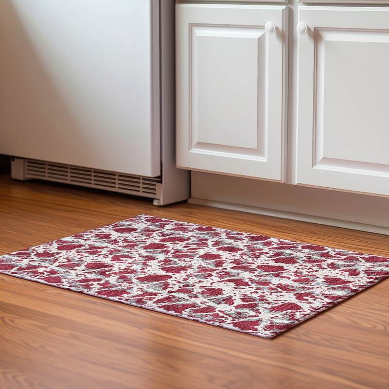 Premium Washable Super Soft Abstract Fusion Mayfield Rug - Burgundy - 1'8" x 2'6"
