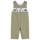 preview thumbnail 1 of 2, Green Dinosaur Smocked Overalls
