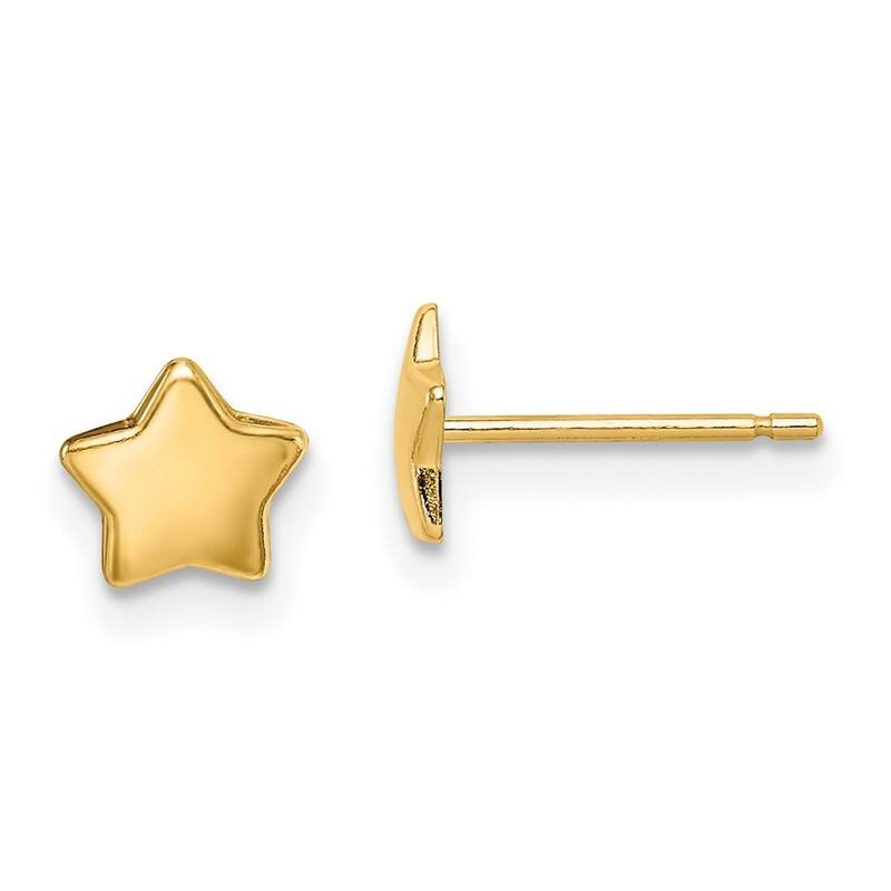 Curata 14k Yellow Gold Polished Star Post Earrings - 6.3mm