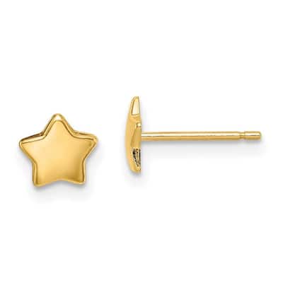 Curata 14k Yellow Gold Polished Star Post Earrings - 6.3mm