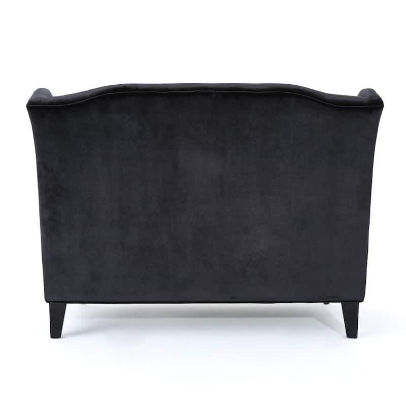 Velvet Button Tufted High Wingback Loveseat Sofa