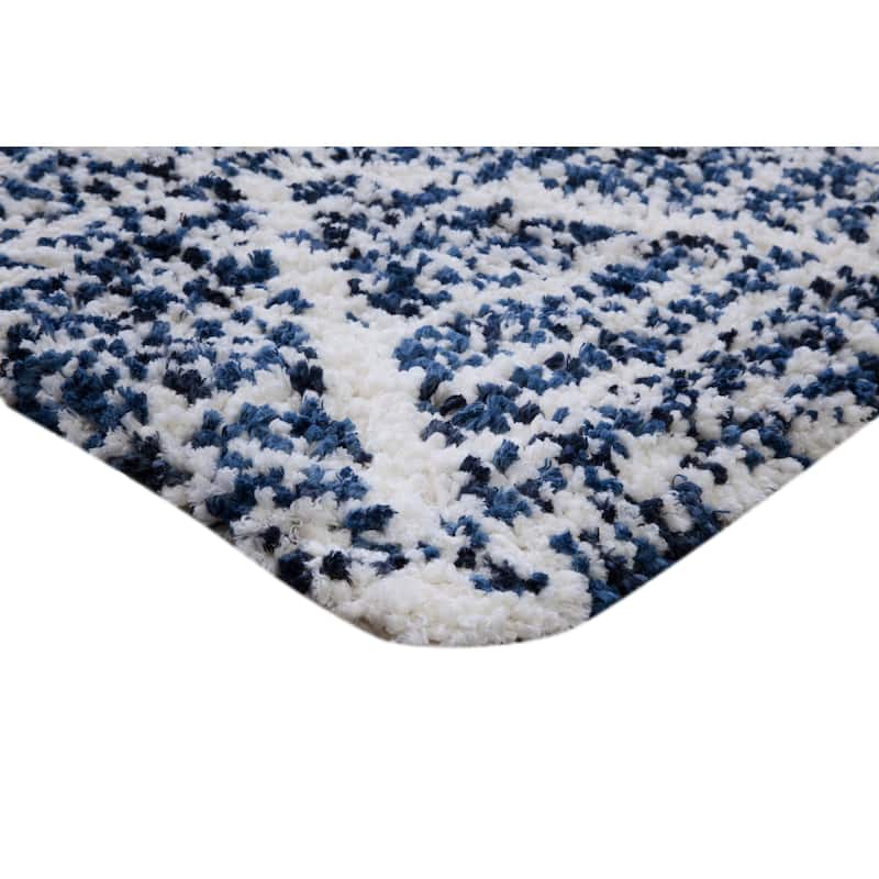 Dani Royal Blue and White Polyester Area Rug - 9' x 12'