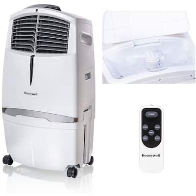 Honeywell 525 CFM Indoor Evaporative Air Cooler (Swamp Cooler) with Remote Control in White