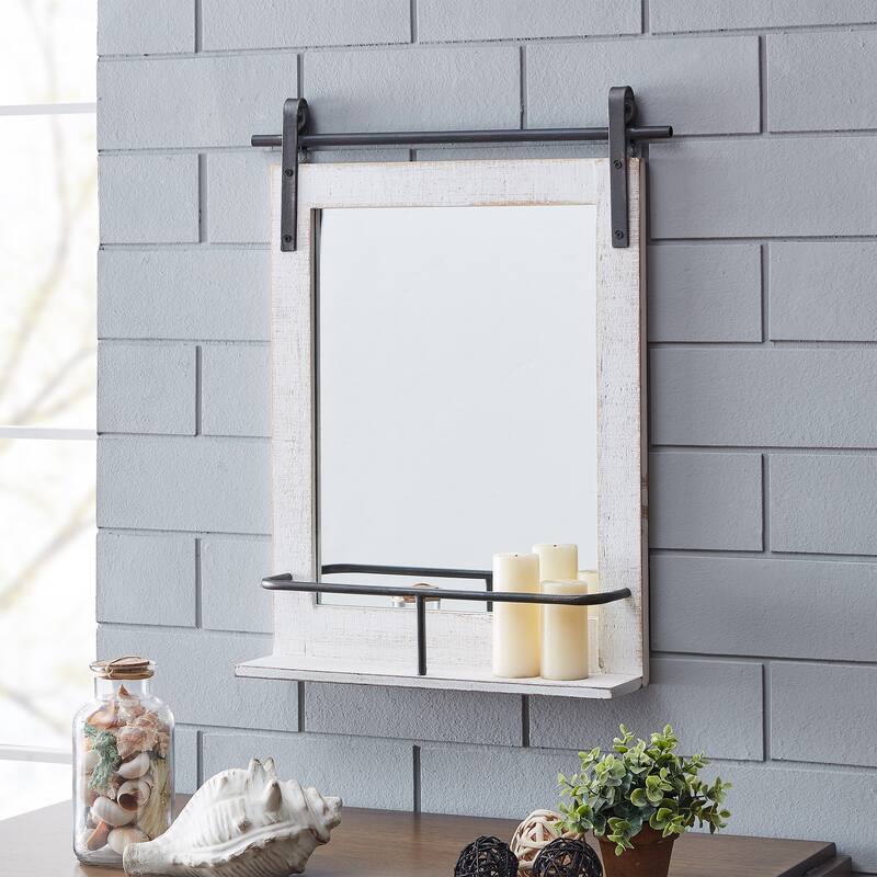 FirsTime & Co. Ingram Farmhouse Barn Door Mirror - Antique White
