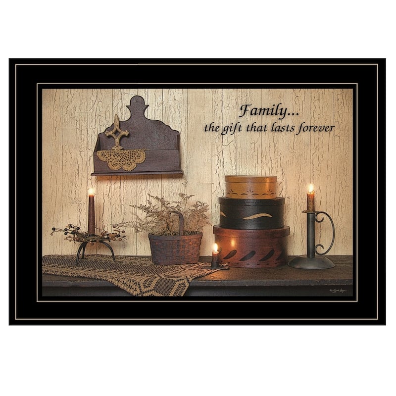 TrendyDecor4U Farmhouse "Forever Family" Framed Print Wall Art by Susie Boyer - Rustic