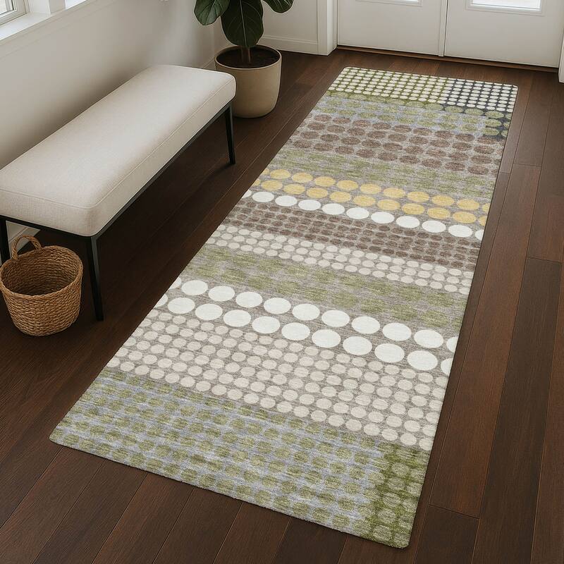 Machine Washable Indoor/ Outdoor Casual Dotty Chantille Rug