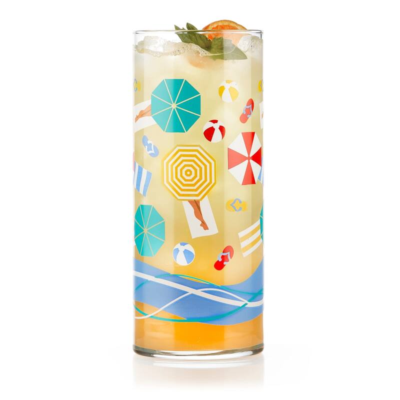 Libbey Vintage Beach Scene Cooler Glasses, 16-ounce, Set of 4 - Set of 4