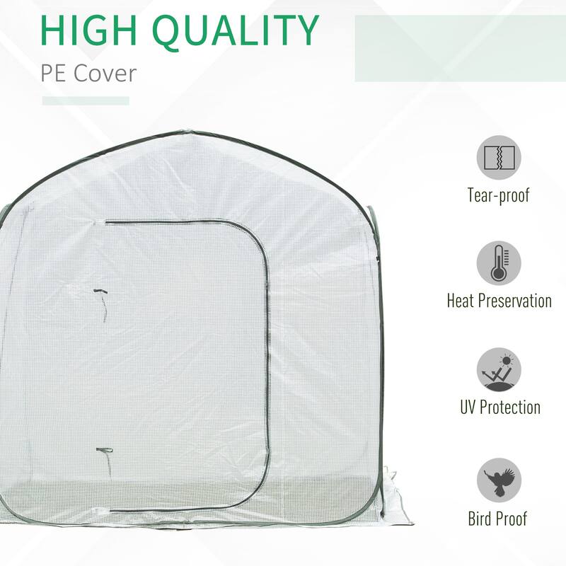 Outsunny 7' x 7' x 6' Garden Portable Greenhouse for Outdoors with Side Door & Portable Zipper Bag, Pop Up Greenhouse Tent
