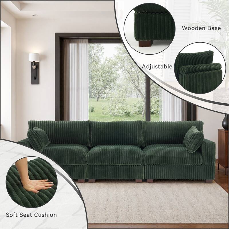 Plush Flannel Modular Sectional Sofa for Living Room