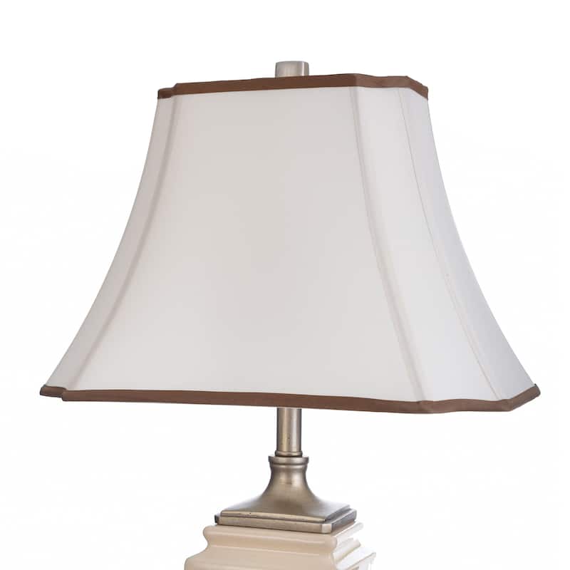 StyleCraft Cream Crackle Table Lamp - Off-White Silk Shade
