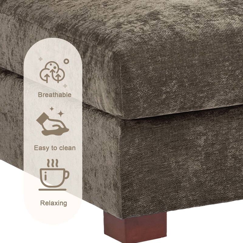 41" W Modern Rectangle Chenille Ottoman