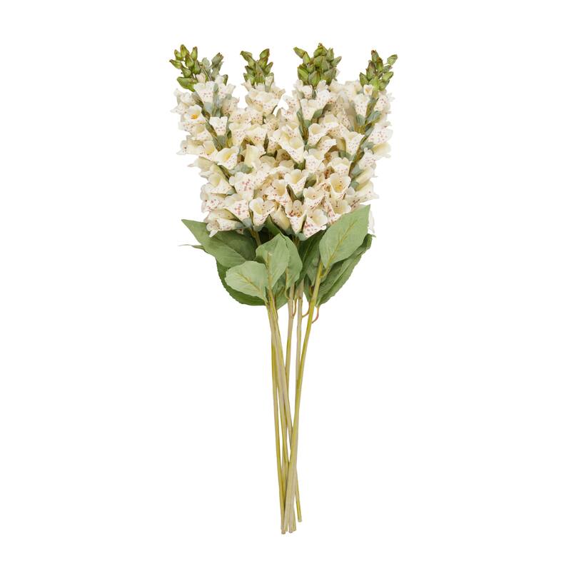 White Faux Foliage Tall Foxglove Artificial Flower Stem (Set of 8)