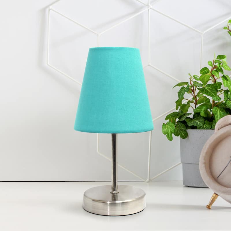 10.5" Petite Metal Stick Lamp in Sw Nickel w Fabric Shade