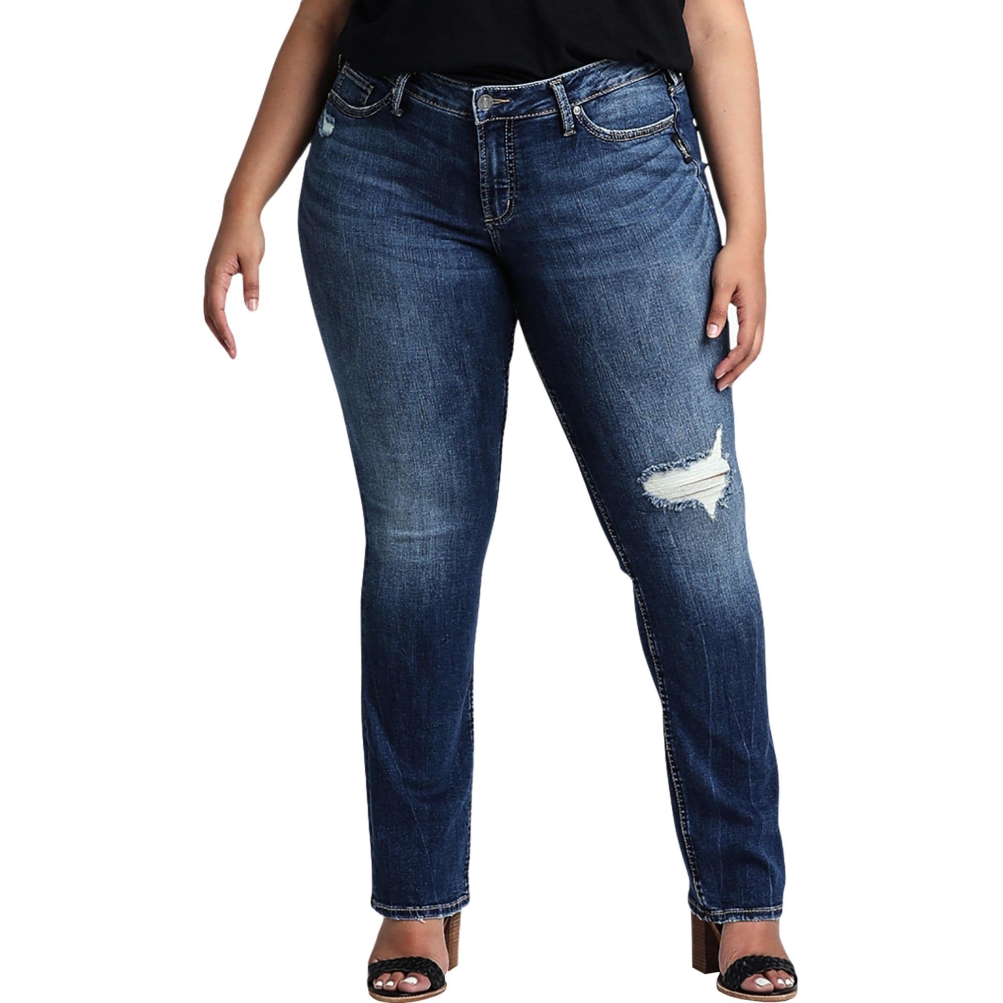 Silver Jeans Womens Suki Classic Straight Jeans Denim Mid-Rise - Indigo - 12