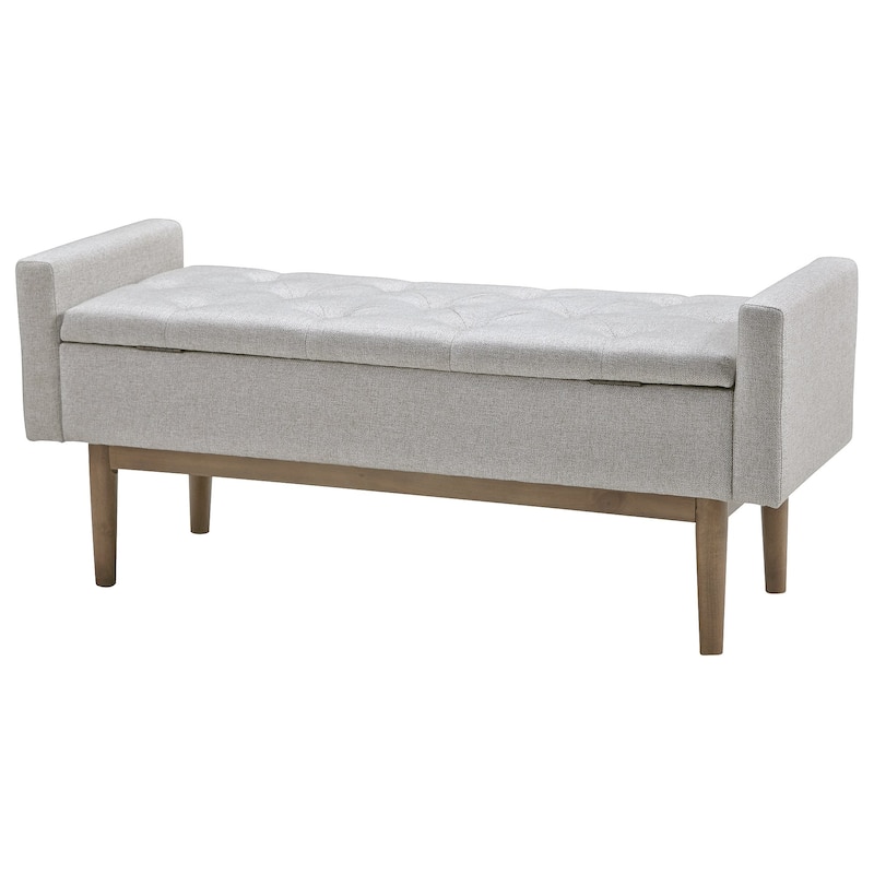 Briarson Contemporary Beige/Brown Storage Bench 50"W x 18"D x 18"H