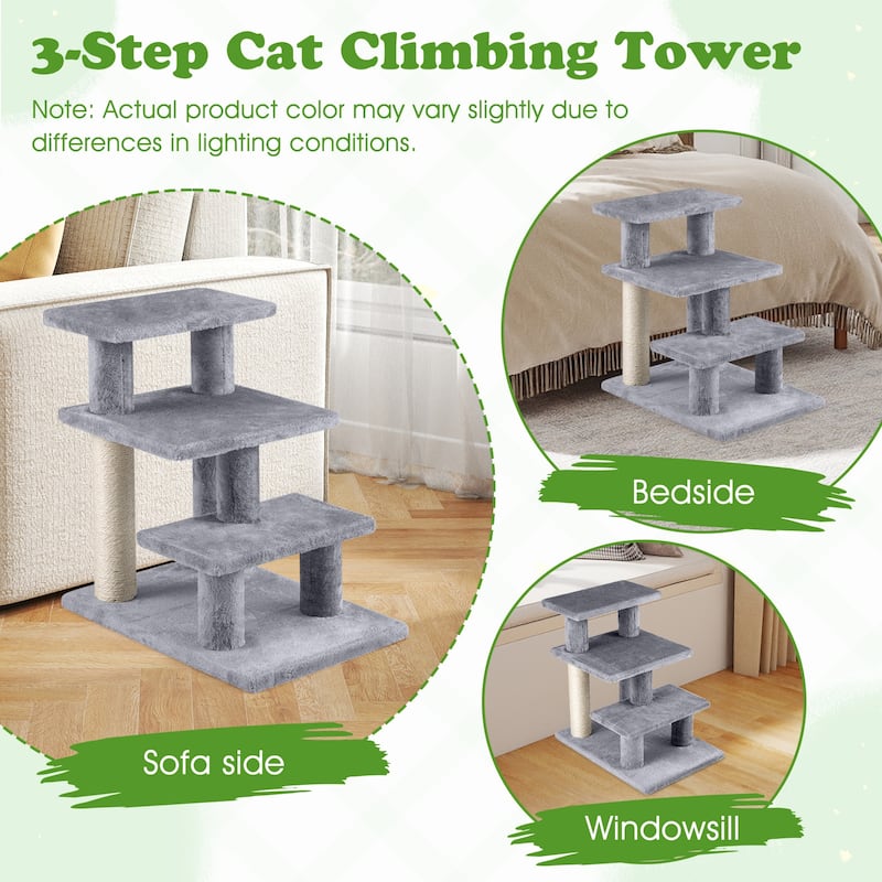 Gymax 2-in-1 Cat Tree Tower Pet Steps w/ Scratching Posts Hanging Toy