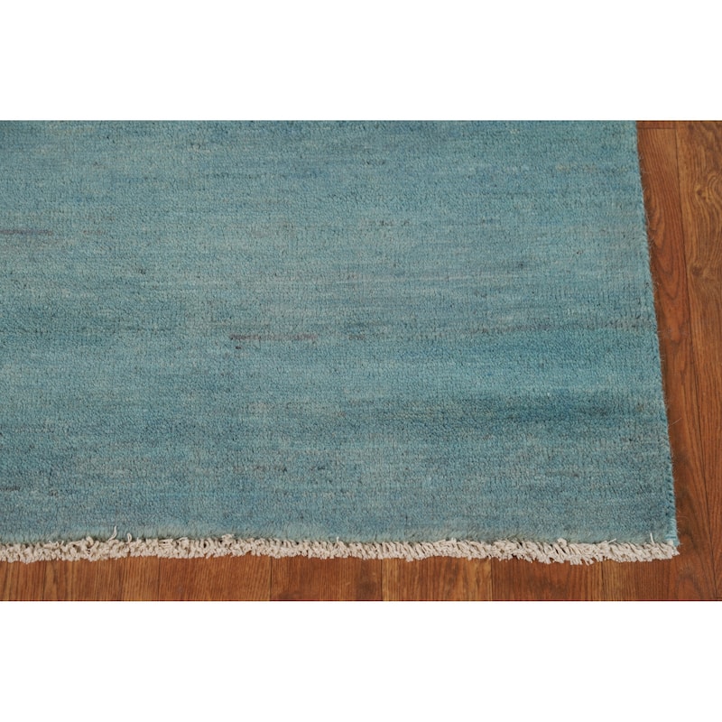 Light Blue Gabbeh Modern Foyer Rug Handmade Wool Carpet - 2'7"x 3'11"