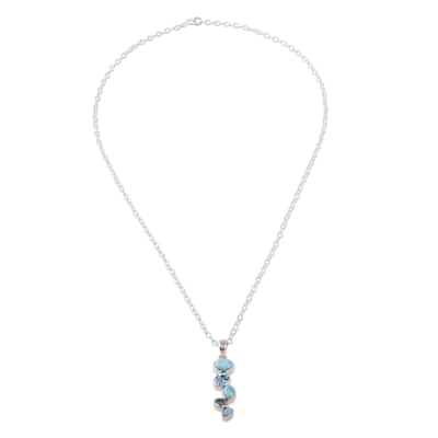Novica Handmade Blue Pinnacle Larimar And Blue Topaz Pendant Necklace