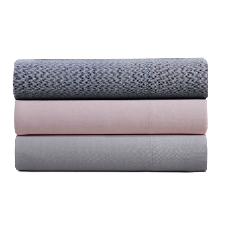 Kathy Ireland Herringbone Twill 4 Piece Cotton Rich Sheet Set