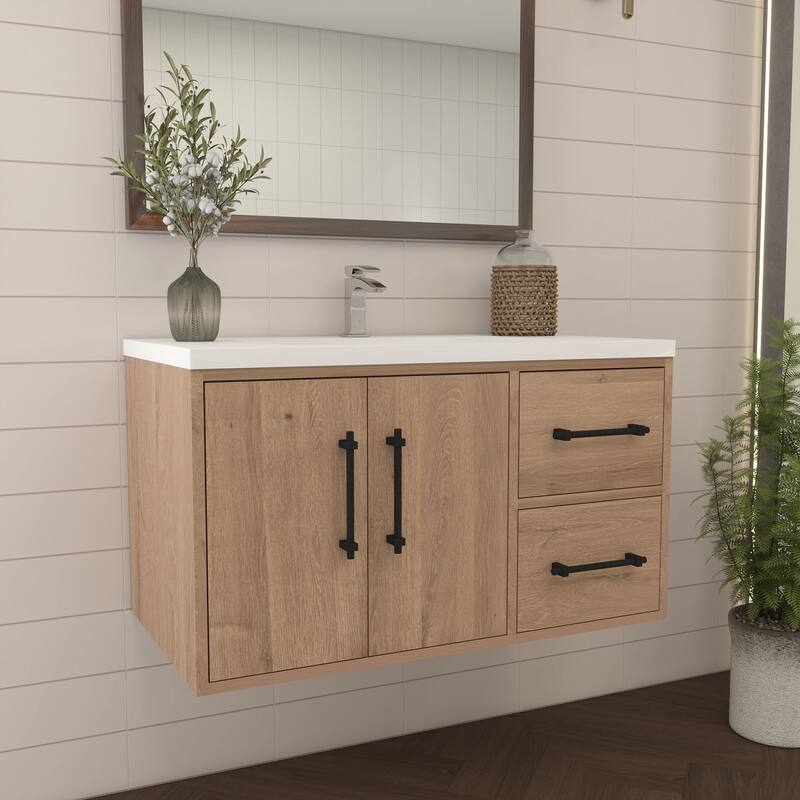Victoria 36'' R Wall-mounted Vanity with Reinforced Acrylic Sink - 35.5